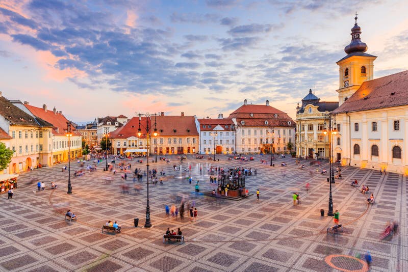 Sibiu, in the center of Transylvania, Romania. View from above with the  Fagaras Mountains in the back. HDR photo. City also known as Hermannstadt  Stock Photo - Alamy