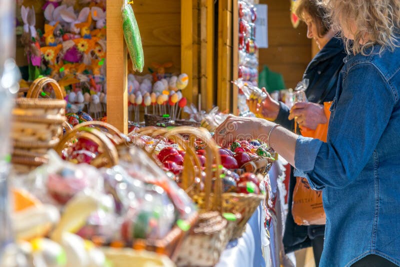 SIBIU, ROMANIA - 30 MARCH 2018: The opening of the Sibiu Easter Fair in Transylvania region, Romania stock images SIBIU, ROMANIA - 30 MARCH 2018: The opening of the Sibiu Easter Fair in Transylvania region, Romania stock images