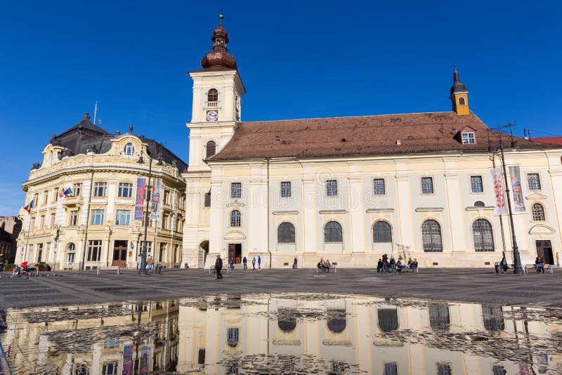 Town hall with town hall square in Hermannstadt (Sibiu), Romania Stock  Photo - Alamy