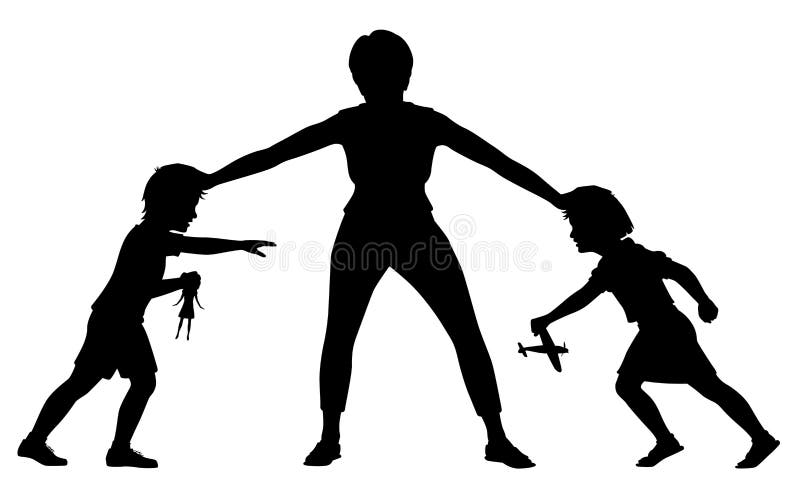 Sibling rivalry silhouette stock illustration Sibling rivalry silhouette stock illustration