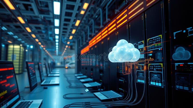 Sicherer skalierbarer Cloud-Computing-Datenspeicher Ein Business-Netzwerk für nahtlose Datenübertragungs- und Backup-Lösungen lizenzfreie abbildung