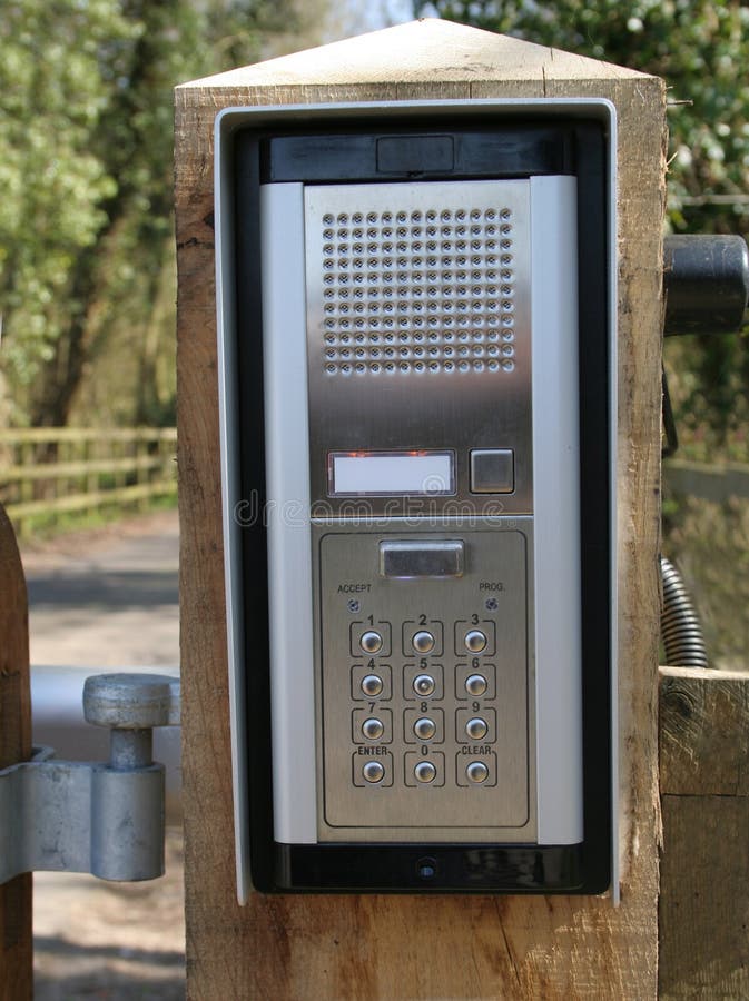 A gate post mounted intercom and electronic number key pad, for allowing restricted access to vehicles. A gate post mounted intercom and electronic number key pad, for allowing restricted access to vehicles.