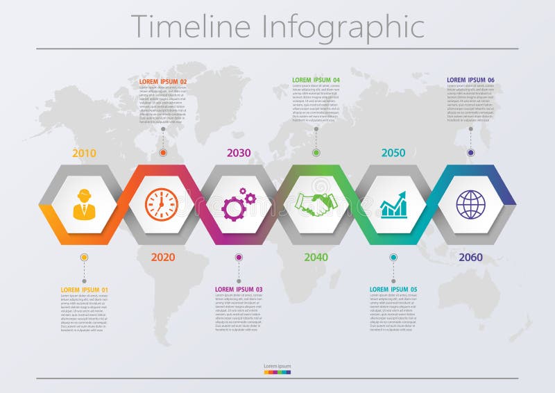 Sichtbarmachung der kommerziellen Daten. Timeline-Infografiken fÃ¼r abstrakte Hintergrundvorlagen mit 6 Optionen