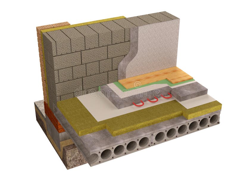 Sichtbarmachung der konkreten Bodenisolierung, 3D übertragen, computererzeugtes Bild lizenzfreie abbildung