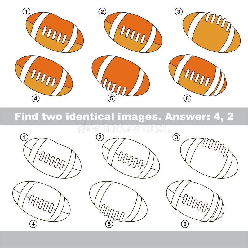 The educational kid matching game for preschool kids with easy gaming level, he task is to find similar objects, to compare items and find two same American Football Balls. The educational kid matching game for preschool kids with easy gaming level, he task is to find similar objects, to compare items and find two same American Football Balls.