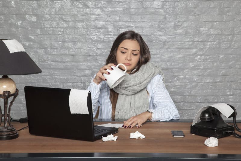Sick business woman has nothing to drink stock images Sick business woman has nothing to drink stock images