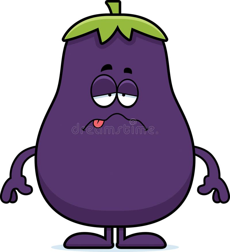 Cartoon Eggplant Sign stock vector. Illustration of happy 47365482