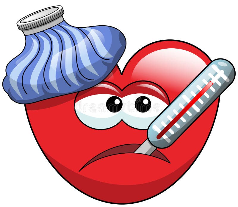 Sick cartoon heart stock vector. Illustration of vector - 74252518