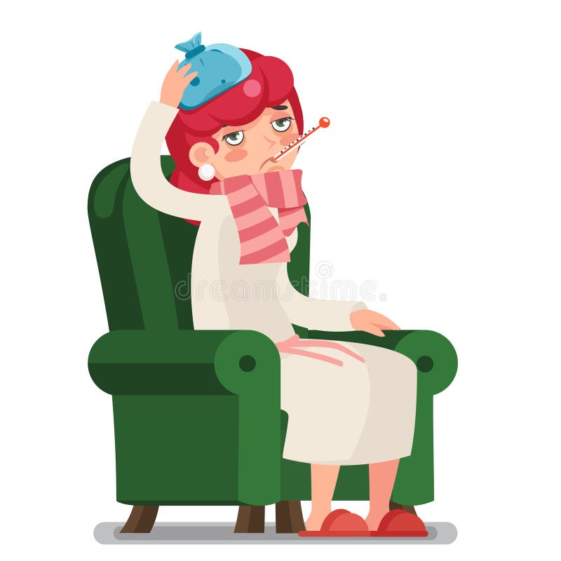 Sick Ill Female Week Sit Armchair Cold Virus Flu Disease Illness Cartoon  Character Design Vector Illustration Stock Vector - Illustration of  medication, illness: 226185939