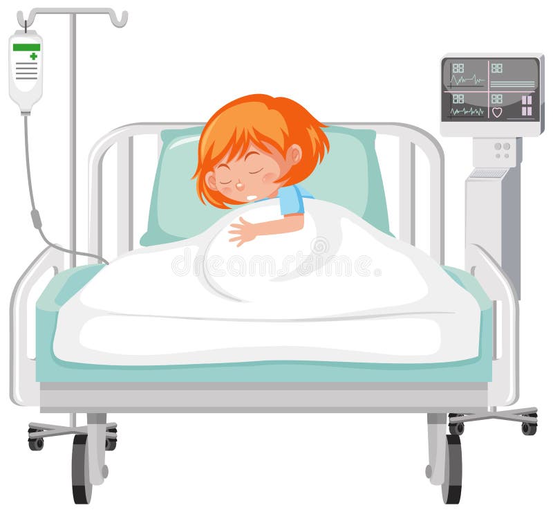 sick girl in hospital clipart