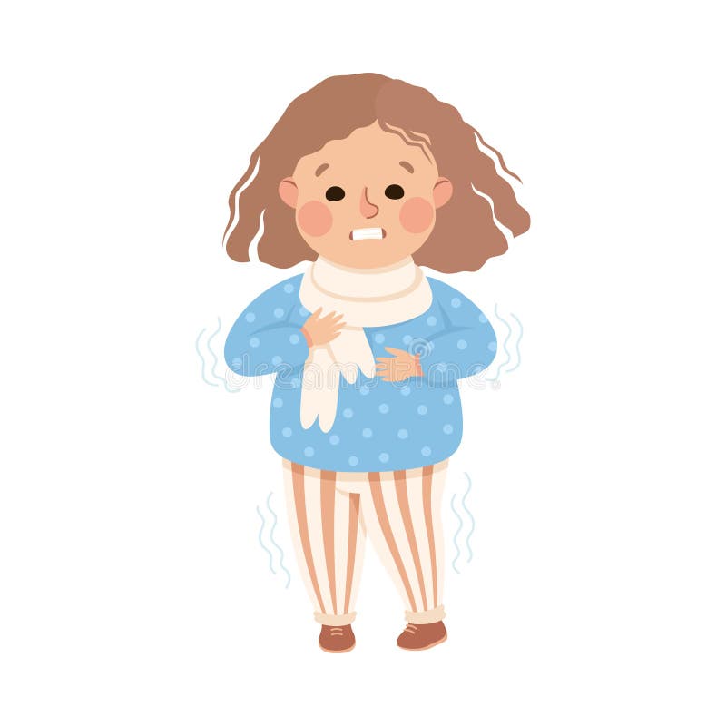 Sick Guy Shivering and Sweating. Feeling Unwell. Cartoon Design Icon ...
