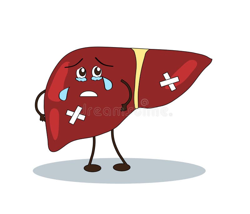 Sick Liver on a White Background. Cartoon. Vector. Stock Vector -  Illustration of symbol, graphic: 174041879
