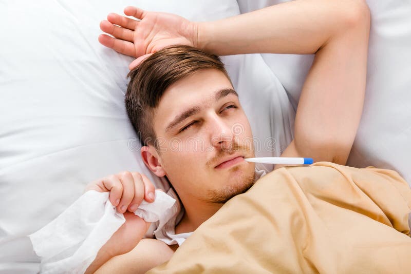 Sick Man in the Bed stock photo. Image of person, pang 166766936