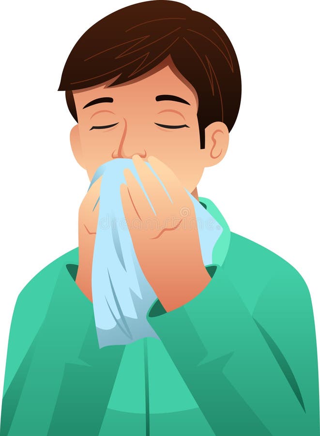 Sick Man Blowing His Nose on a Tissue Stock Vector - Illustration of  medical, person: 127637181