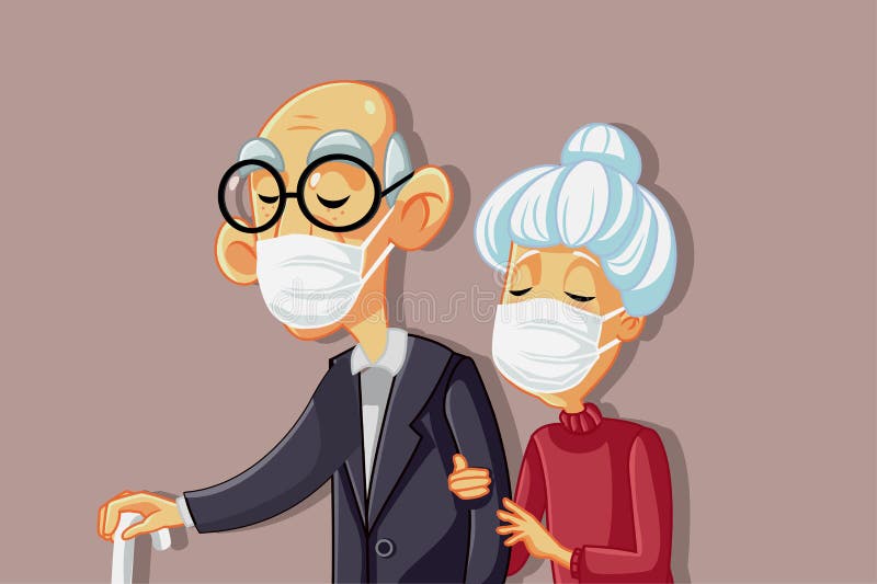 Sick Old People Wearing Protective Face Masks Vector Stock Vector -  Illustration of china, danger: 175348519