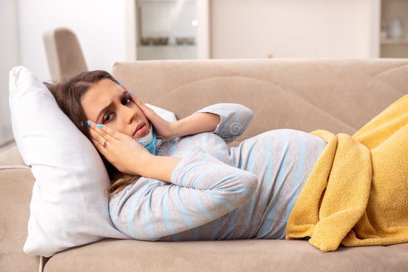 The Sick Pregnant Woman Suffering At Home Stock Image Image Of Pain