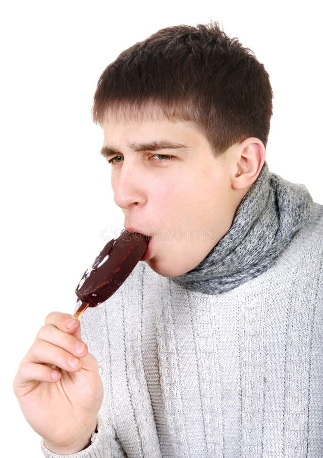 Sick Teenager Eats Icecream Stock Image Image of sick, hazard 39517639