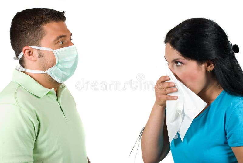 Sick woman and paranoia man royalty free stock images