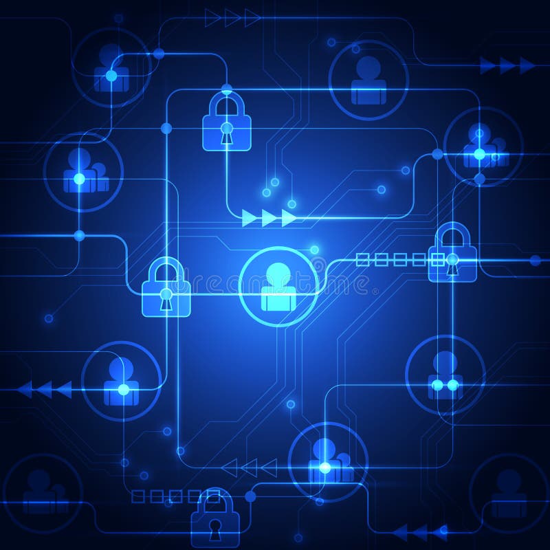 Sicurezza astratta di tecnologia sul fondo della rete globale, illustrazione di vettore royalty illustrazione gratis Sicurezza astratta di tecnologia sul fondo della rete globale, illustrazione di vettore royalty illustrazione gratis