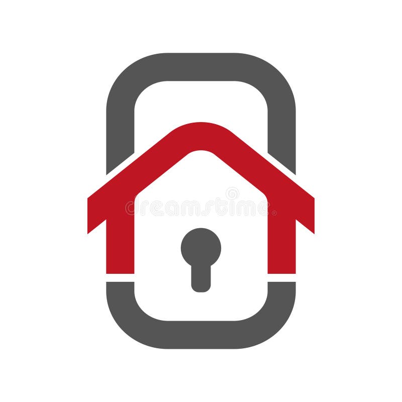 Sicurezza domestica Logo Template Concetto di sicurezza domestica astuta Controllo della casa facendo uso dello smartphone Rappre royalty illustrazione gratis Sicurezza domestica Logo Template Concetto di sicurezza domestica astuta Controllo della casa facendo uso dello smartphone Rappre royalty illustrazione gratis