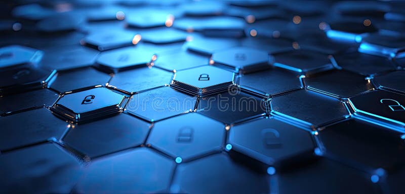 Sicurezza informatica dell'esagono generata dall'AIG illustrazione di stock