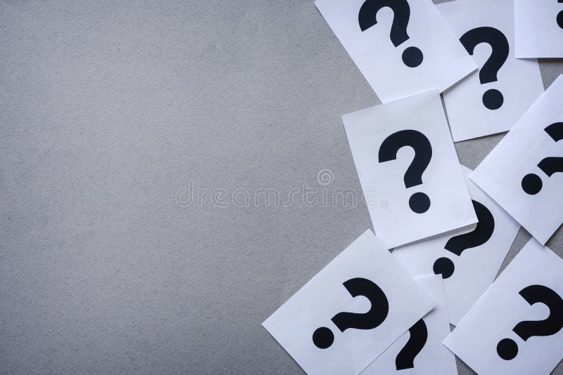 Side border of printer question marks on paper royalty free stock photos