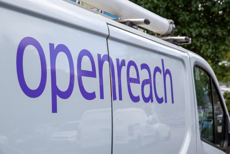 The Side of a BT openreach van showing the logo