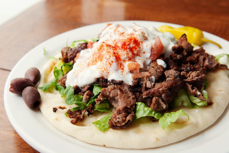 Lamb Gyro Over Rice stock photo. Image of food, lamb 64790538