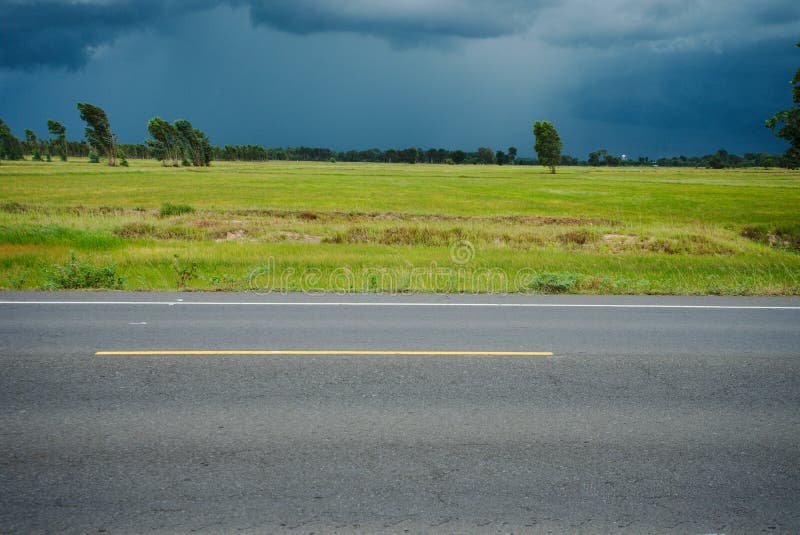 Side Road and Field Background Stock Image - Image of space, asphalt:  152753805