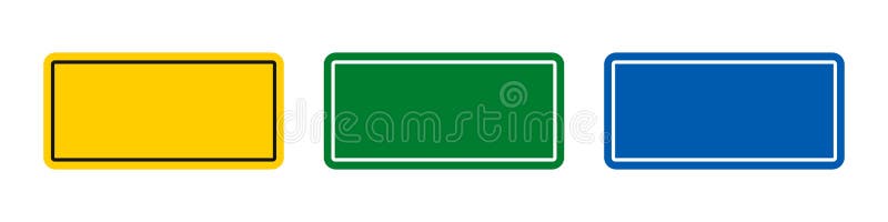 Side road sign empty. Vector isolated collection signs. Square transportation sign. Highway road blank collection of vector signs stock illustration