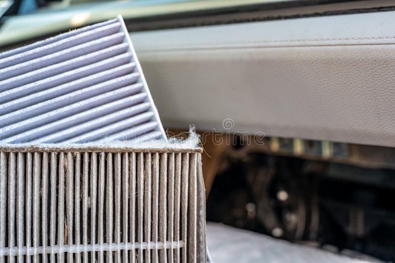 Sidebyside Comparison of a Dirty and Clean Automotive Cabin Filter