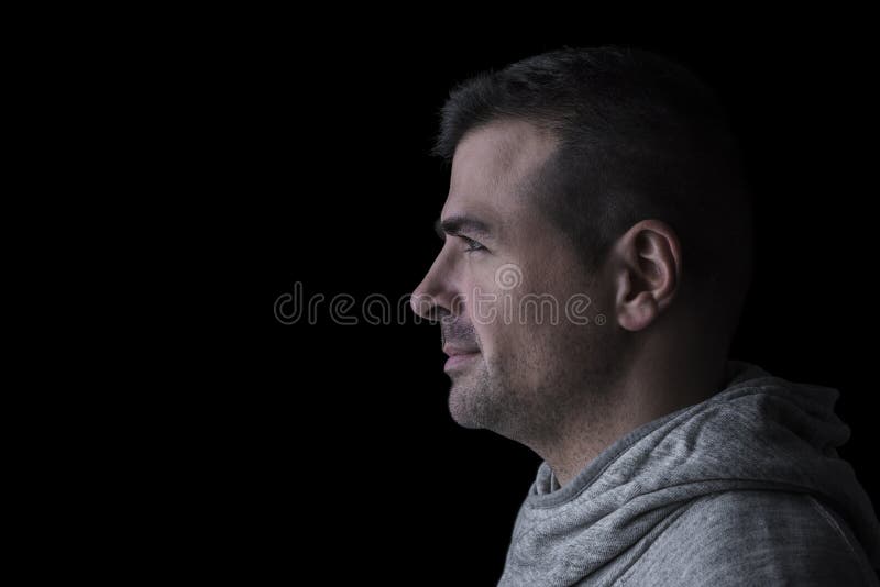 Studio Photo with Blue Light of a Black Man Looking Sideways Stock Photo -  Image of artistic, person: 173406154