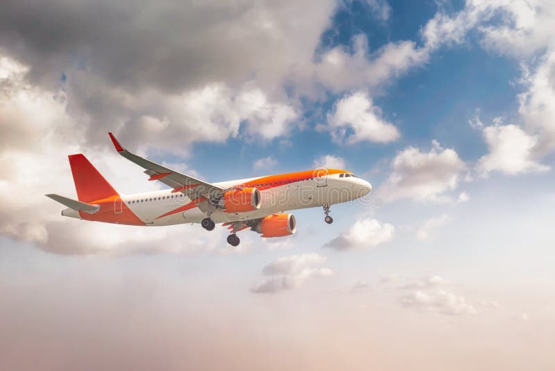 Side View of Airplane in the Sky Stock Image Image of trip, aviation