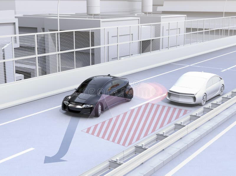Side view assist system avoid car accident when changing lane royalty free illustration Side view assist system avoid car accident when changing lane royalty free illustration