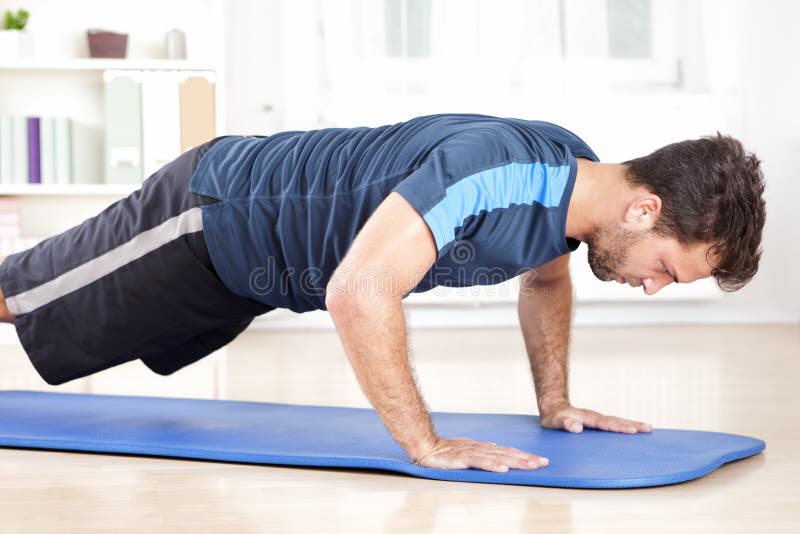 Side View of an Athletic Man Doing Push Ups Stock Image Image of handsome, health 65371591