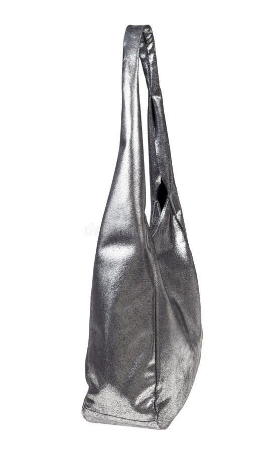 Side View of Bag from Silver Leather Isolated Stock Image - Image of ...