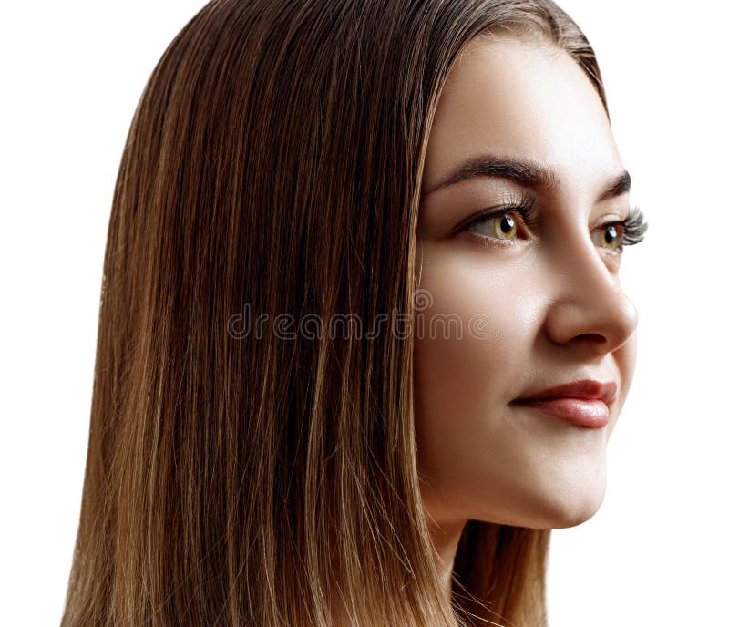 Side View On Beautiful Female Face With Perfect Skin Stock Image