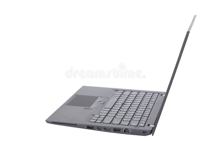 Side View of Black Laptop with Black Screen Isolated on White Ba Stock  Photo - Image of alone, lightweight: 108908280