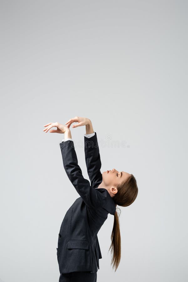 smiling female puppeteer holding male marionette isolated on grey Stock  Photo - Alamy