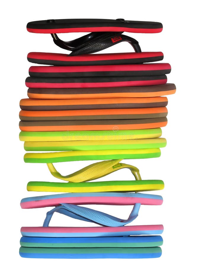 Side view of flip flops mix color