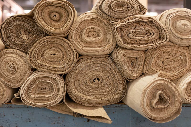 Side View of a Group of Rolled Up Hemp Rugs Stock Photo - Image of ...