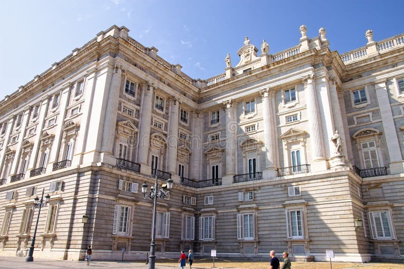 Side view of Royal Palace of Madrid vector illustration