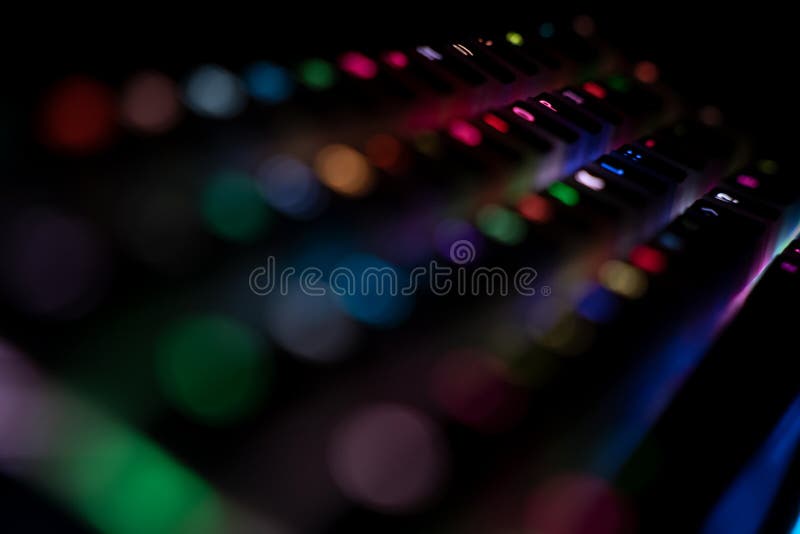 Top View of Two Illuminated RGB Keyboards in the Dark Stock Photo