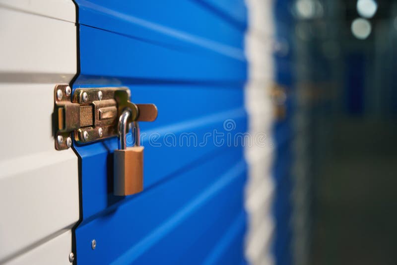 Side View of Lock from a Box in a Warehouse Stock Photo Image of area