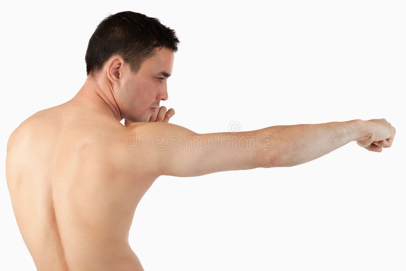 Side View of Martial Arts Fighter Striking Stock Photo Image of