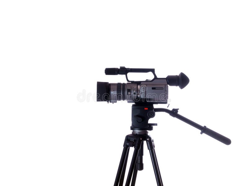 Side View of Midpriced Video Camera on Tripod Stock Photo Image of