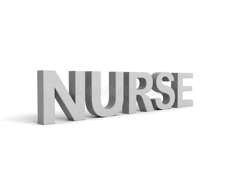 Side view of nurse word in gray color