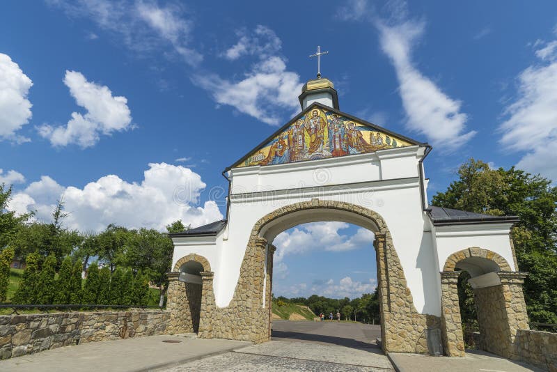 Side view of Old Church. Monument of architecture of 19 centuries. West Ukraine. Goshev.