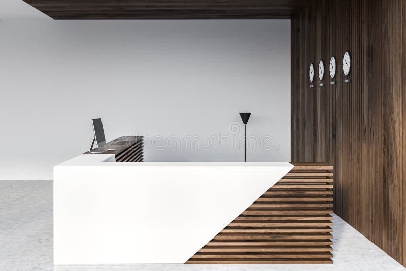 Side view of reception table in office