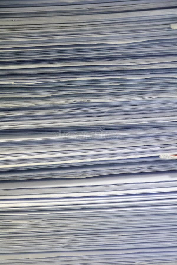 Side View Of Stack Of Office Paper Stock Image - Image of list, papers